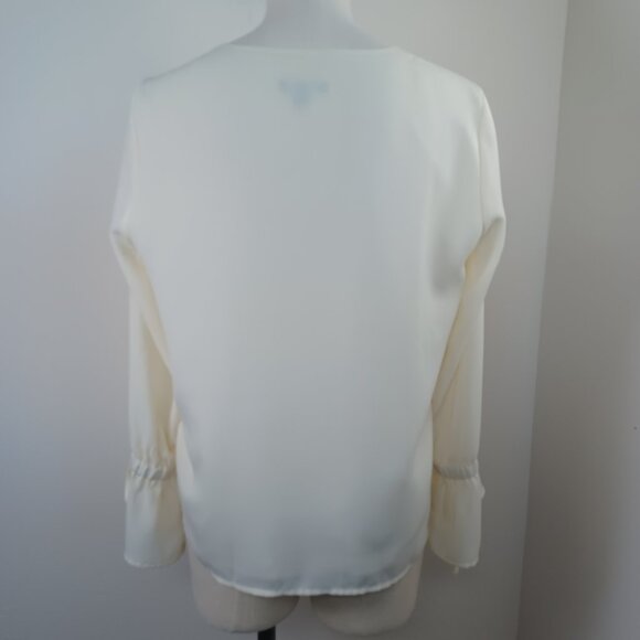 J Crew Mercantile Blouse Ivory Romantic V Neck Lined Tie Sleeve Womens 10 - Picture 8 of 14
